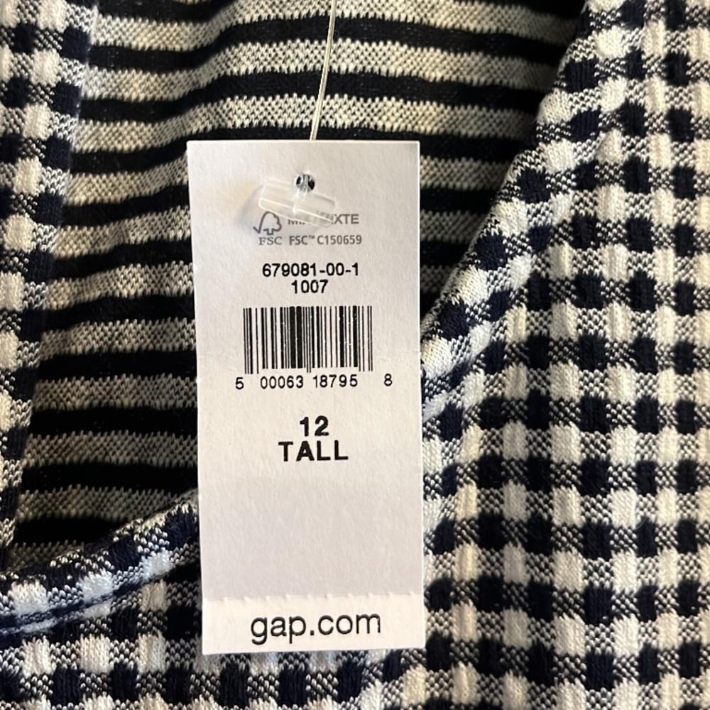 Women’s Gap Classic Black and White Checkered Dress NWT Size: 12 Tall - Picture 4 of 4